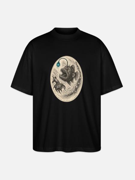 Deep-sea monster – illustration - Stanley/Stella Oversized Unisex Organic T-shirt Blaster 2.0 - black
