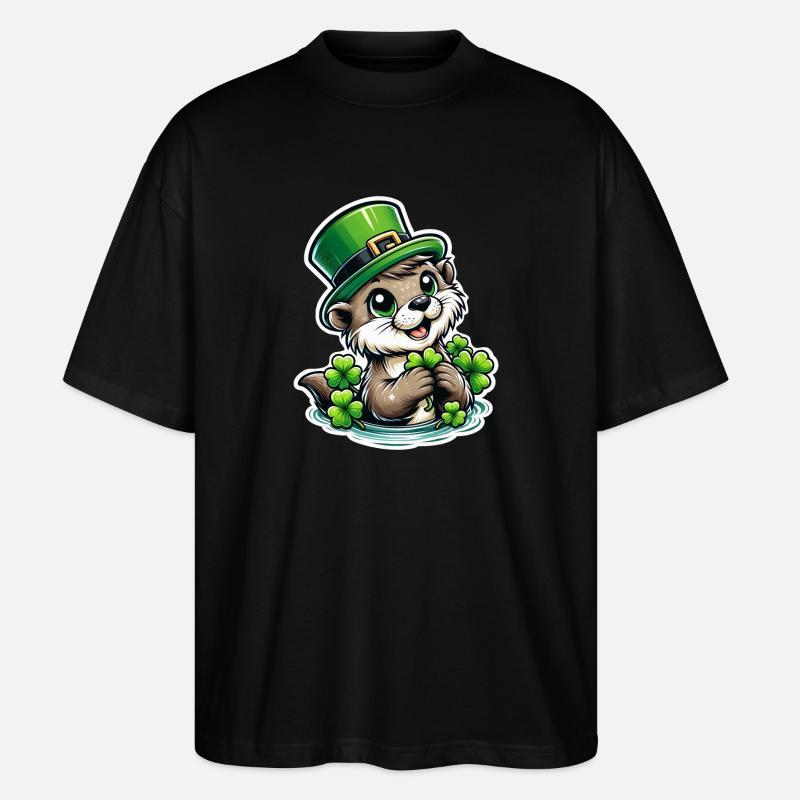 St. Patrick's Otter Fun - Stanley/Stella Oversized Unisex Organic T-shirt Blaster 2.0 - black