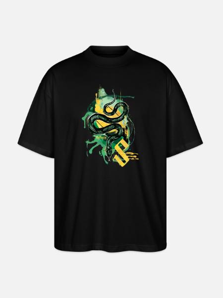 Harry Potter Slytherin Snake - Stanley/Stella Oversize Unisex Øko T-shirt Blaster 2.0 - sort