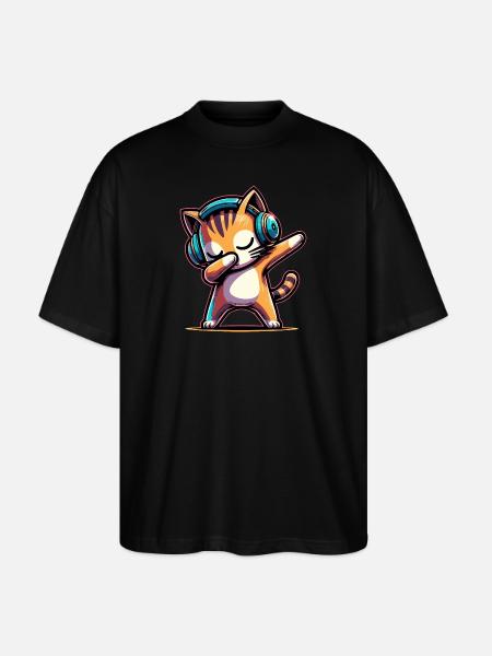 Dabbing Cat - Stanley/Stella Oversized Unisex Organic T-shirt Blaster 2.0 - black