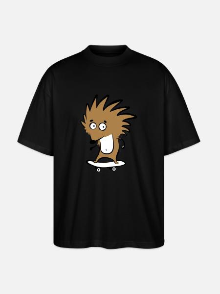 Skate-hedgehog "Knut H. Heckmann" - Stanley/Stella Oversized Unisex Organic T-shirt Blaster 2.0 - black