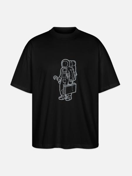 Spaceman in silver 2 - Stanley/Stella Oversized Unisex Organic T-shirt Blaster 2.0 - black