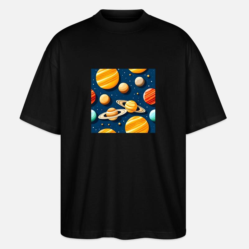 Freaky Solar System Pattern - Stanley/Stella Oversized Unisex Organic T-shirt Blaster 2.0 - black
