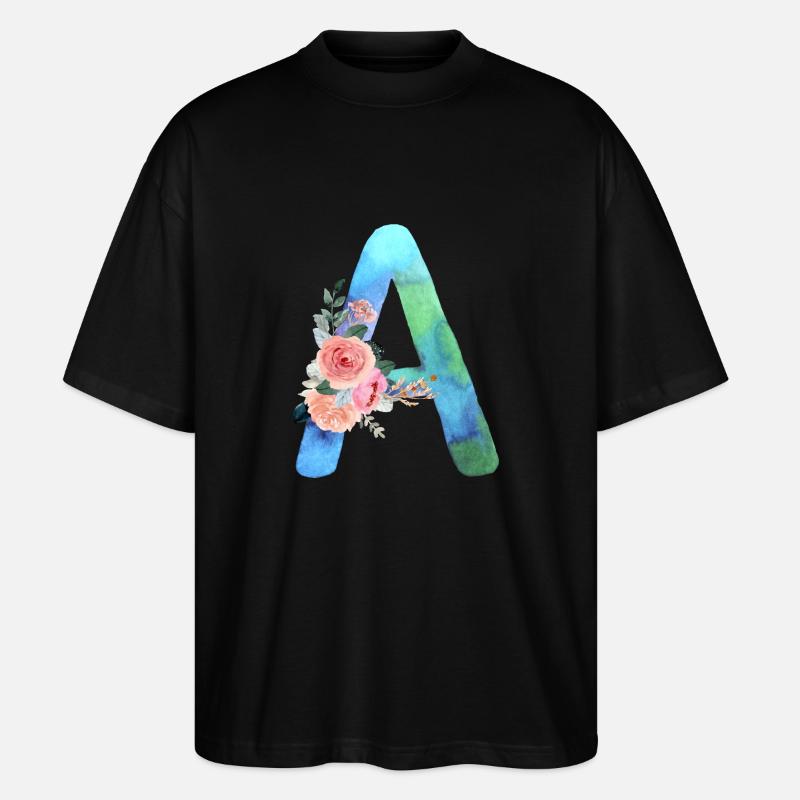 Buchstabe A Aquarell - Stanley/Stella Oversized Unisex Bio T-Shirt Blaster 2.0 - Schwarz
