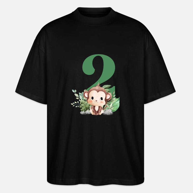 2e anniversaire singe safari - T-shirt bio Blaster 2.0 coupe oversize Stanley/Stella Unisexe - noir