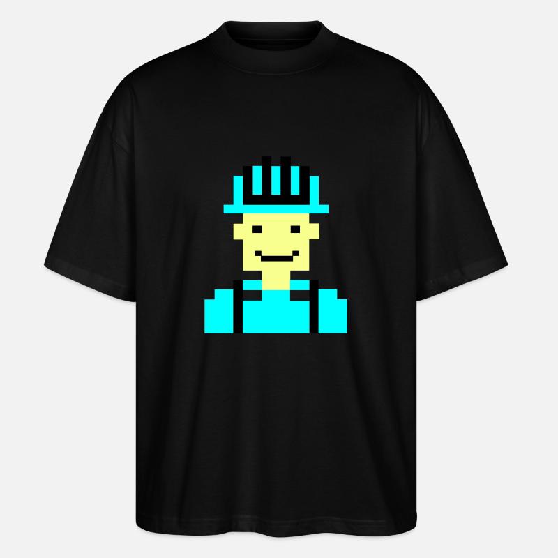Ouvrier du bâtiment Pixel 01 - T-shirt bio Blaster 2.0 coupe oversize Stanley/Stella Unisexe - noir