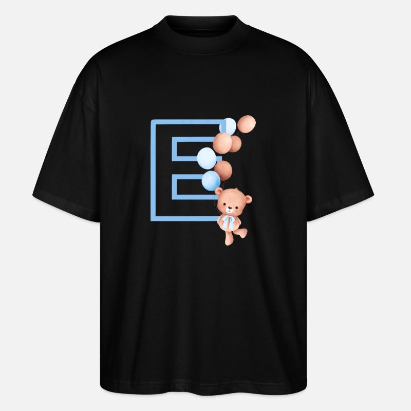Blauer Buchstabe E Bär - Stanley/Stella Oversized Unisex Bio T-Shirt Blaster 2.0 - Schwarz