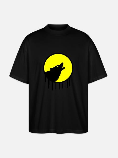 wolf full moon - Stanley/Stella Oversized Unisex Organic T-shirt Blaster 2.0 - black