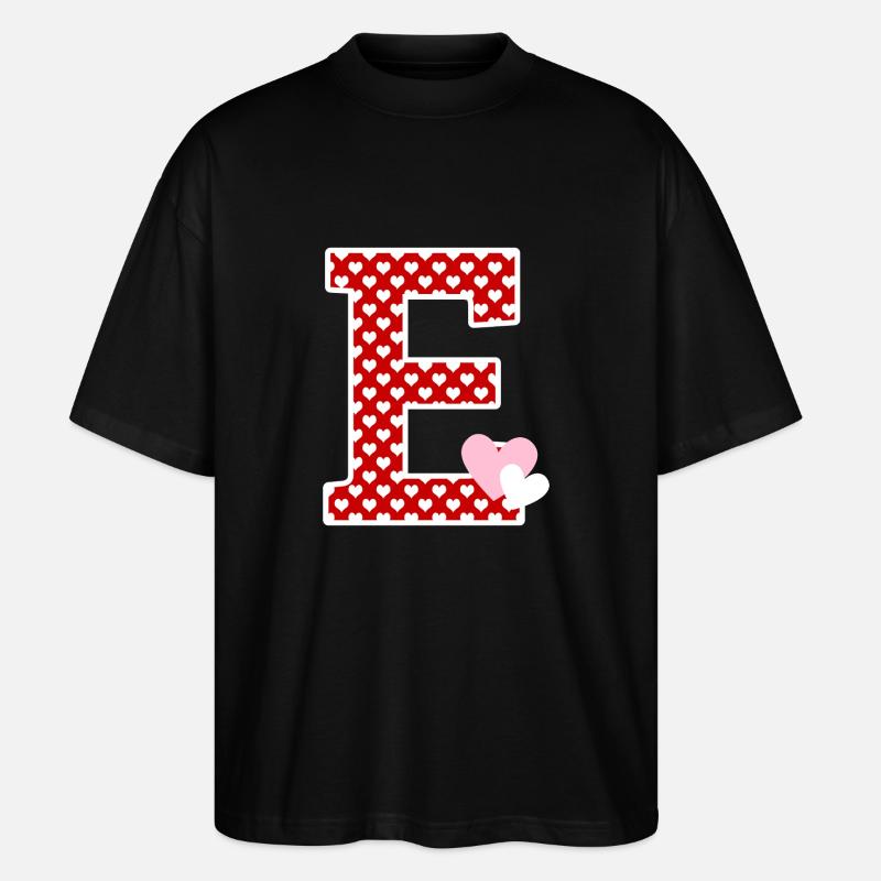 Buchstabe E Herz - Stanley/Stella Oversized Unisex Bio T-Shirt Blaster 2.0 - Schwarz