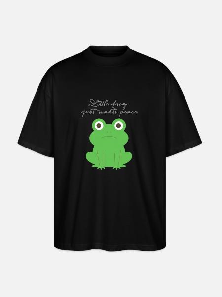 Frosch,trauriger Blick,illustration,frosch - Stanley/Stella Oversized Unisex Bio T-Shirt Blaster 2.0 - Schwarz
