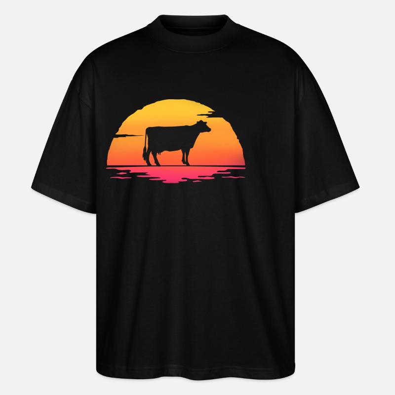 cows sunrise retro cow - T-shirt bio Blaster 2.0 coupe oversize Stanley/Stella Unisexe - noir