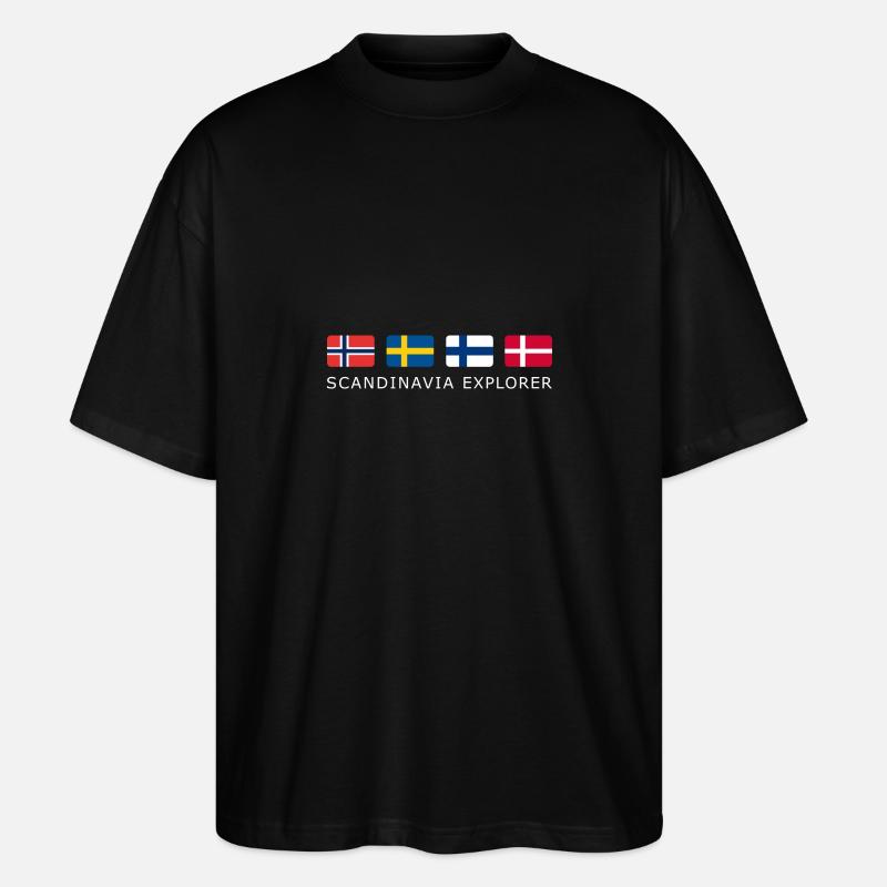 SCANDINAVIA EXPLORER white-lettered - Stanley/Stella Oversized Unisex Organic T-shirt Blaster 2.0 - black