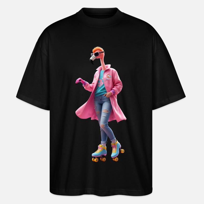 Rollerskating Flamingo - Stanley/Stella Oversized Unisex Bio T-Shirt Blaster 2.0 - Schwarz