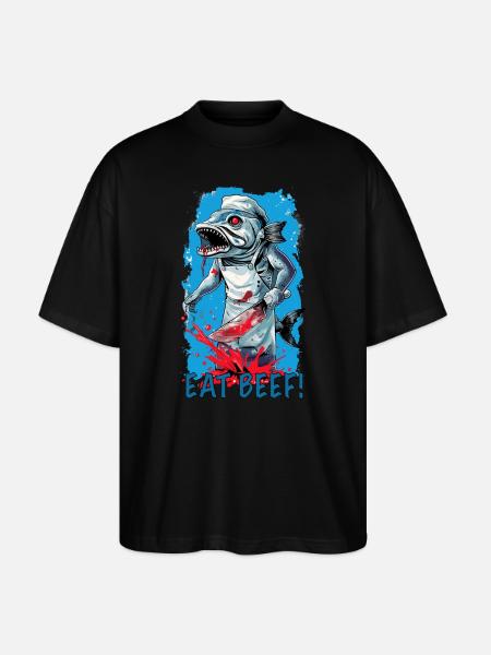 Slaughterhouse fish eat beef - Stanley/Stella Oversized Unisex Organic T-shirt Blaster 2.0 - black