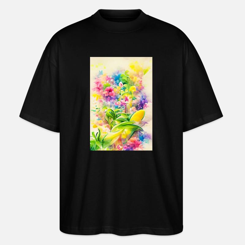 Art floral - T-shirt bio Blaster 2.0 coupe oversize Stanley/Stella Unisexe - noir
