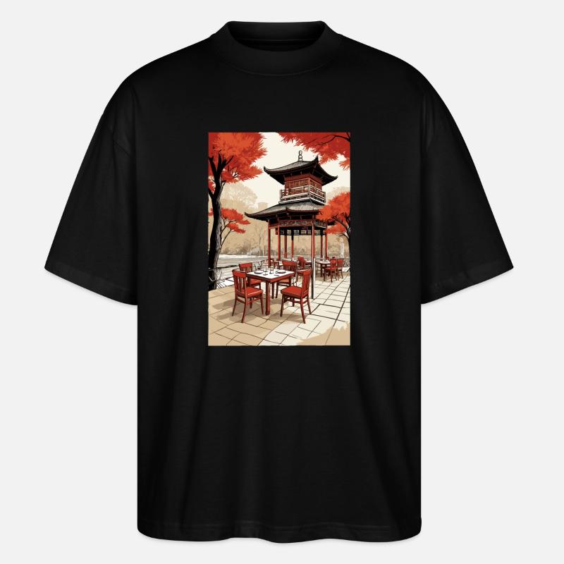 Asiatisches Kaffee - Stanley/Stella Oversized Unisex Bio T-Shirt Blaster 2.0 - Schwarz
