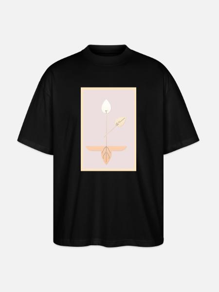 Minimalist Botanical Art - Stanley/Stella Oversized Unisex Organic T-shirt Blaster 2.0 - black