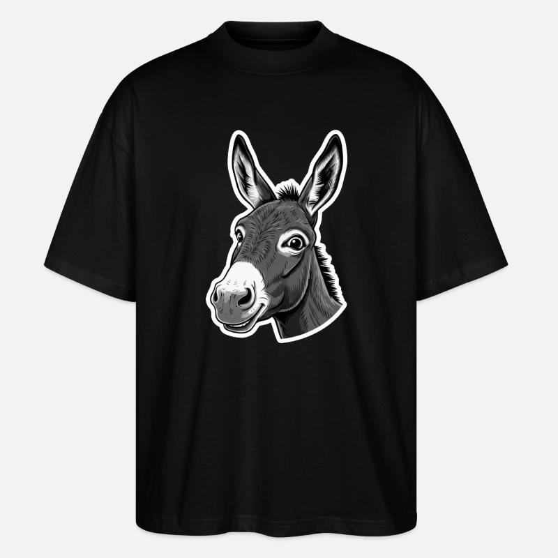 Âne curieux – Charmant et drôle - T-shirt bio Blaster 2.0 coupe oversize Stanley/Stella Unisexe - noir