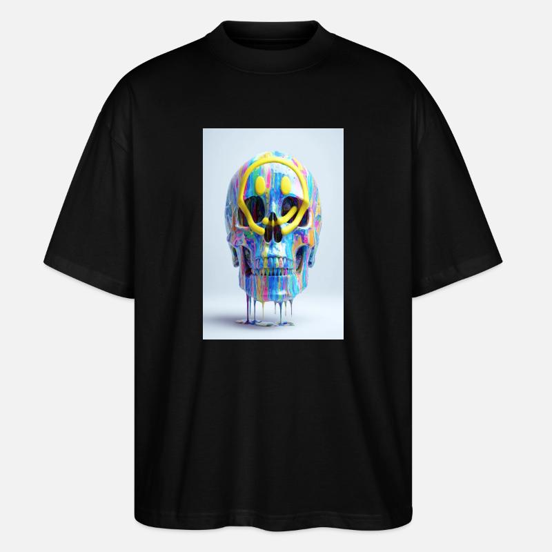 Psychedelic Skull with Smile Goggles - Stanley/Stella Oversized Unisex Organic T-shirt Blaster 2.0 - black