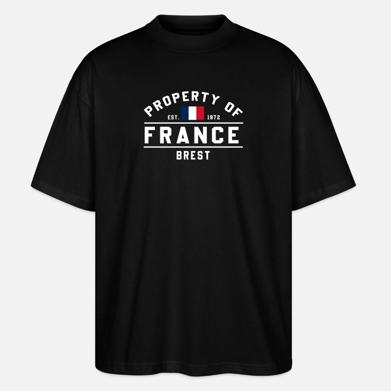 Französisches Eigentum Brest Logo - Stanley/Stella Oversized Unisex Bio T-Shirt Blaster 2.0 - Schwarz