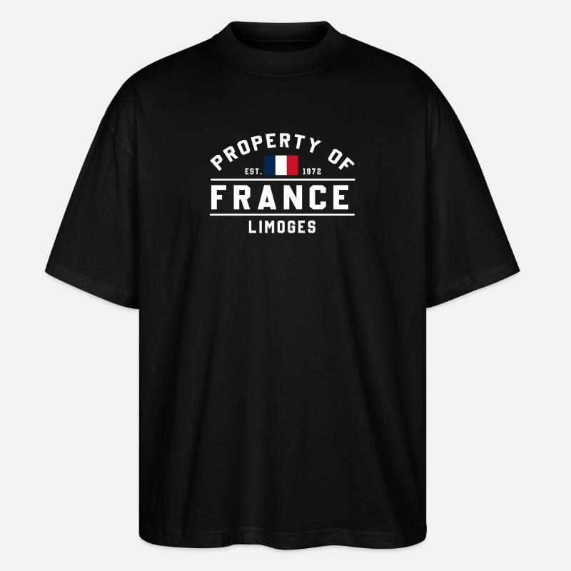 Eigentum von Frankreich Limoges Est 1872 - Stanley/Stella Oversized Unisex Bio T-Shirt Blaster 2.0 - Schwarz