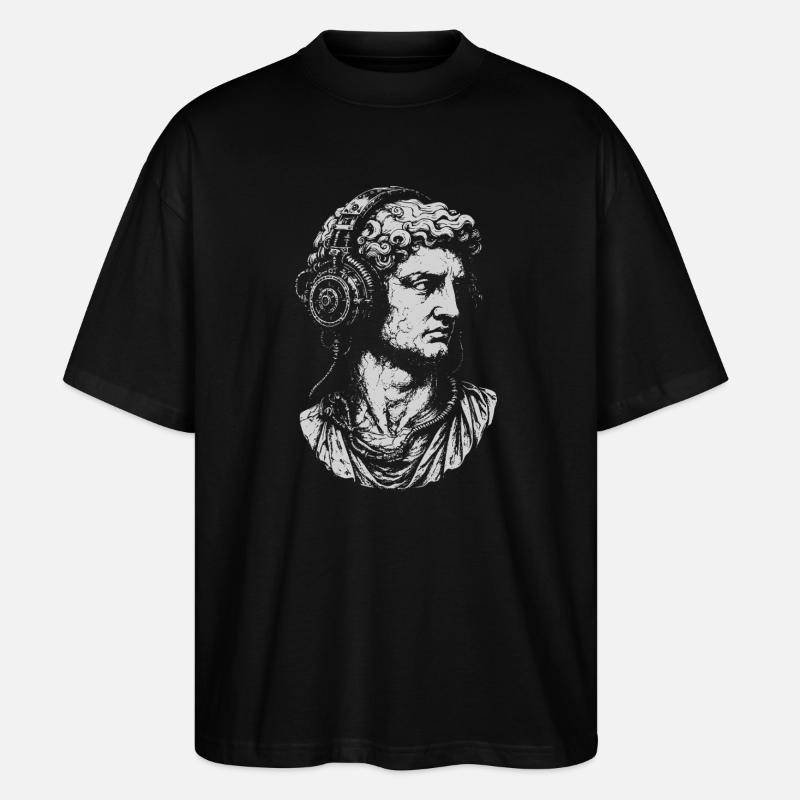 Klassische Buste mit Steampunk-Kopfhörern - Stanley/Stella Oversized Unisex Bio T-Shirt Blaster 2.0 - Schwarz