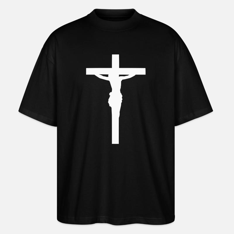 Jésus silhouette de croix - T-shirt bio Blaster 2.0 coupe oversize Stanley/Stella Unisexe - noir