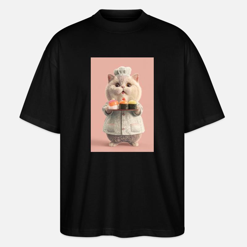 Pastel Sushi Chef Katze - Stanley/Stella Oversized Unisex Bio T-Shirt Blaster 2.0 - Schwarz