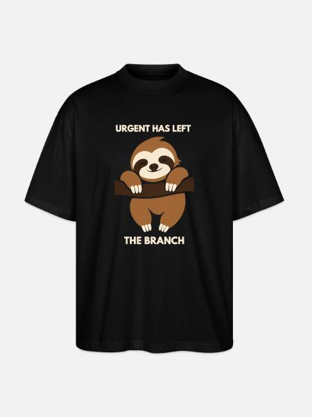 Langsamer Sloth am Ast Cartoon - Stanley/Stella Oversized Unisex Bio T-Shirt Blaster 2.0 - Schwarz