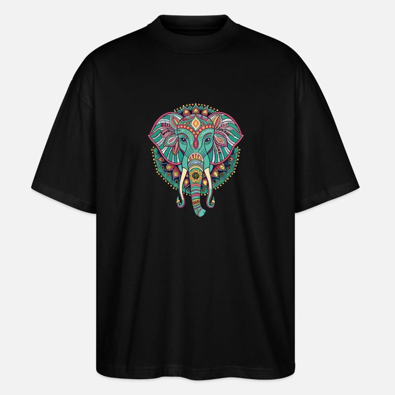 Elefant - Kunstvoll gestaltet - Stanley/Stella Oversized Unisex Bio T-Shirt Blaster 2.0 - Schwarz