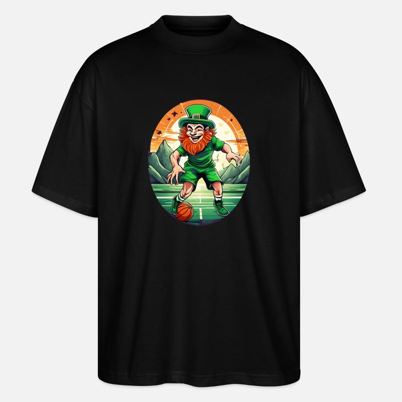 Basket-ball Trèfle de la Saint-Patrick - T-shirt bio Blaster 2.0 coupe oversize Stanley/Stella Unisexe - noir