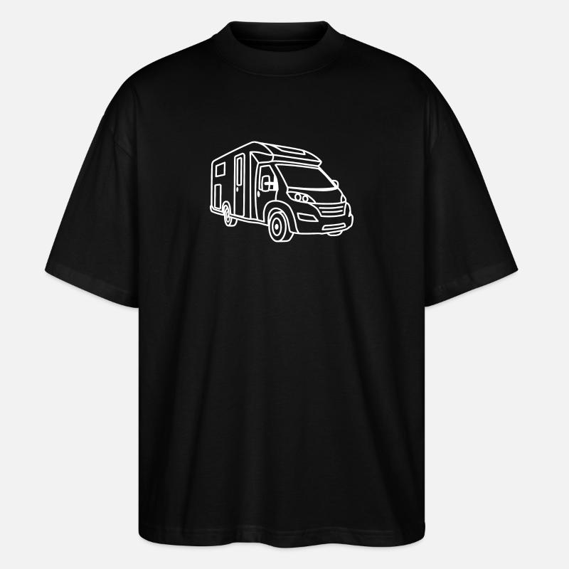 Camping-car semi-intégré - avant - contour blanc - T-shirt bio Blaster 2.0 coupe oversize Stanley/Stella Unisexe - noir