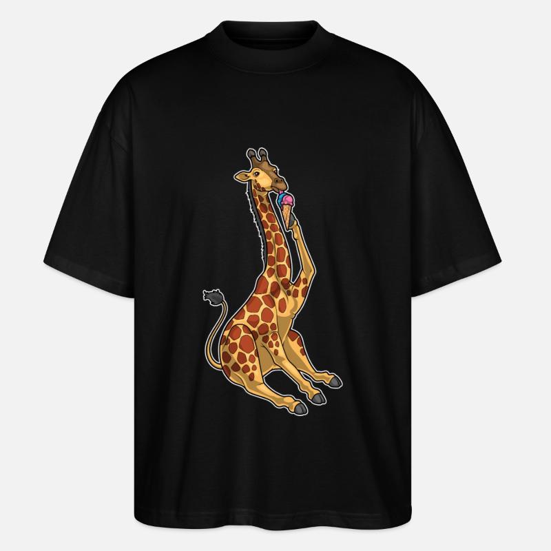 Giraffe Waffle Cream - Stanley/Stella Oversized Unisex Organic T-shirt Blaster 2.0 - black