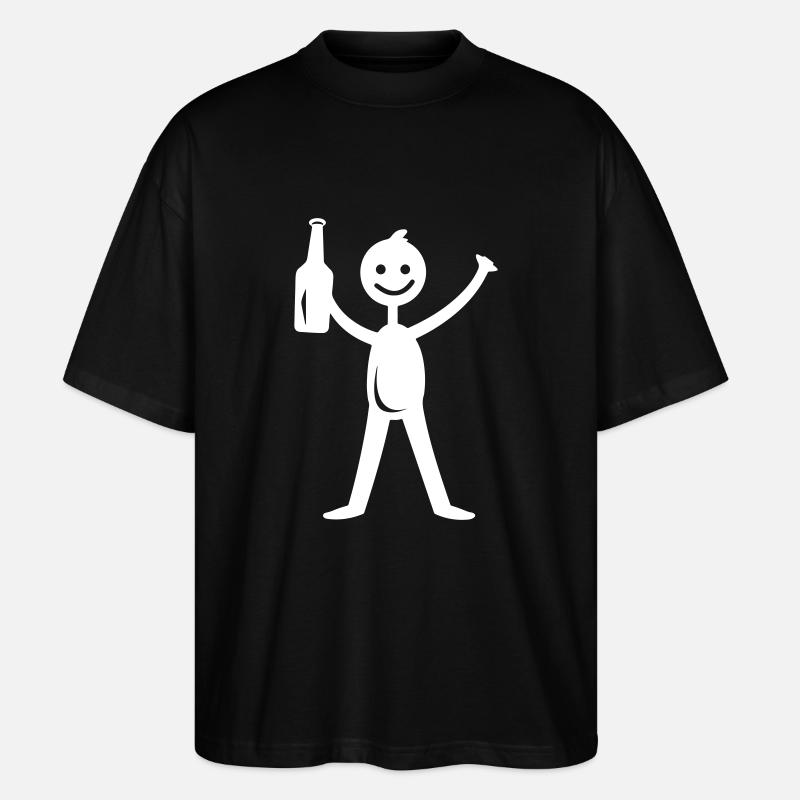 Strichmännchen Party Bier - Stanley/Stella Oversized Unisex Bio T-Shirt Blaster 2.0 - Schwarz