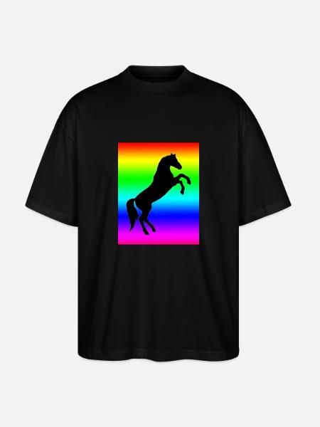 Rainbow Horse - Stanley/Stella Oversized Unisex Organic T-shirt Blaster 2.0 - black