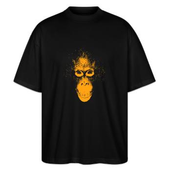 Face orang-outan orange - T-shirt bio Blaster 2.0 coupe oversize Stanley/Stella Unisexe - noir - Devant - Alina (178cm) & Michal (187cm)