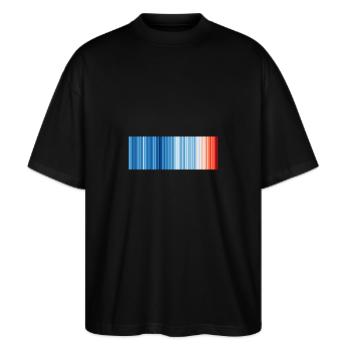 Warming Stripes illustrating the global warming - T-shirt bio Blaster 2.0 coupe oversize Stanley/Stella Unisexe - noir - Devant - Alina (178cm) & Michal (187cm)
