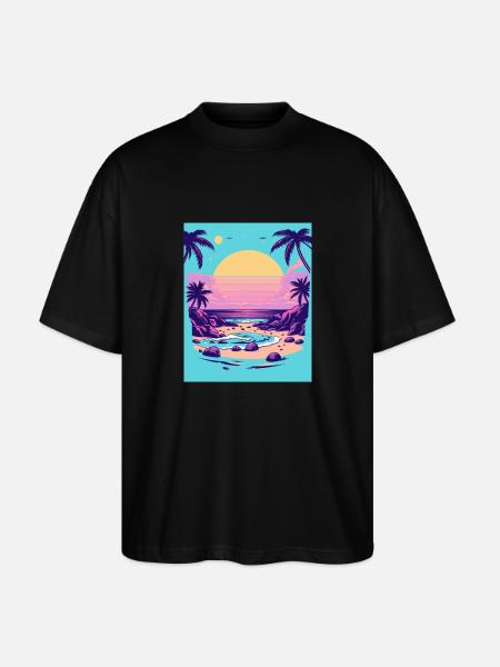 Sunset Serenity - Stanley/Stella Oversized Unisex Bio T-Shirt Blaster 2.0 - Schwarz
