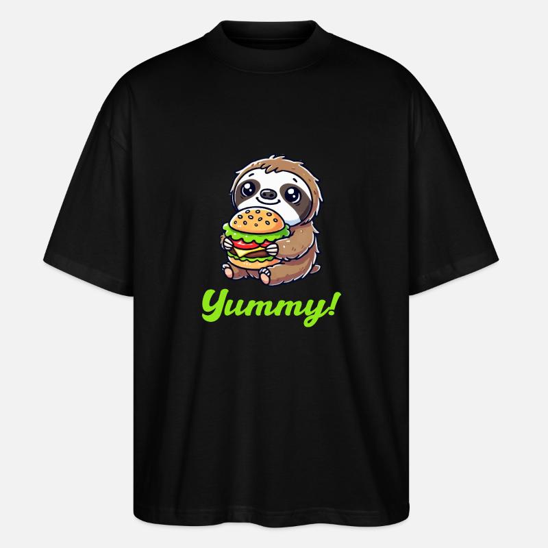 Sloth Burger 1 - Stanley/Stella Oversized Unisex Organic T-shirt Blaster 2.0 - black