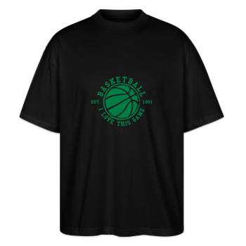 Basket-ball - i love this game - T-shirt bio Blaster 2.0 coupe oversize Stanley/Stella Unisexe - noir - Devant - Alina (178cm) & Michal (187cm)