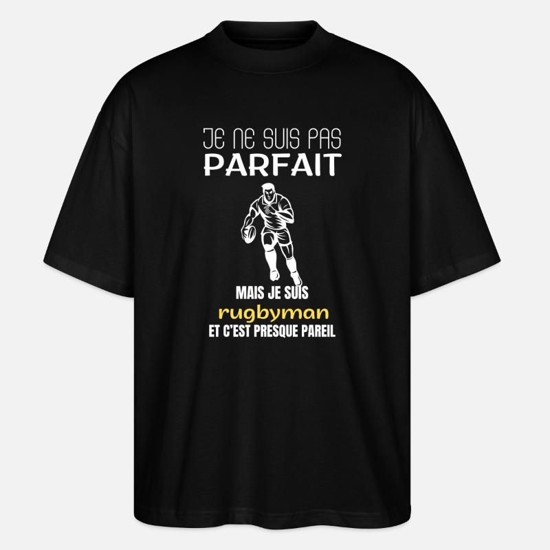 Rugbyspieler, ich bin nicht perfekt. - Stanley/Stella Oversized Unisex Bio T-Shirt Blaster 2.0 - Schwarz