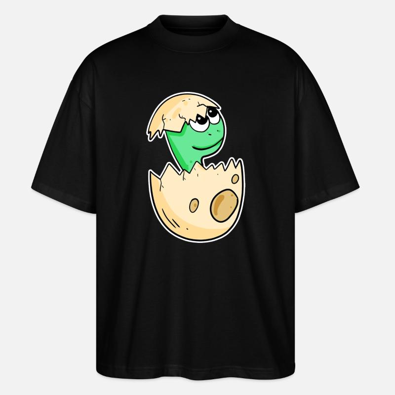 Bébé dinosaure dans l’œuf - T-shirt bio Blaster 2.0 coupe oversize Stanley/Stella Unisexe - noir