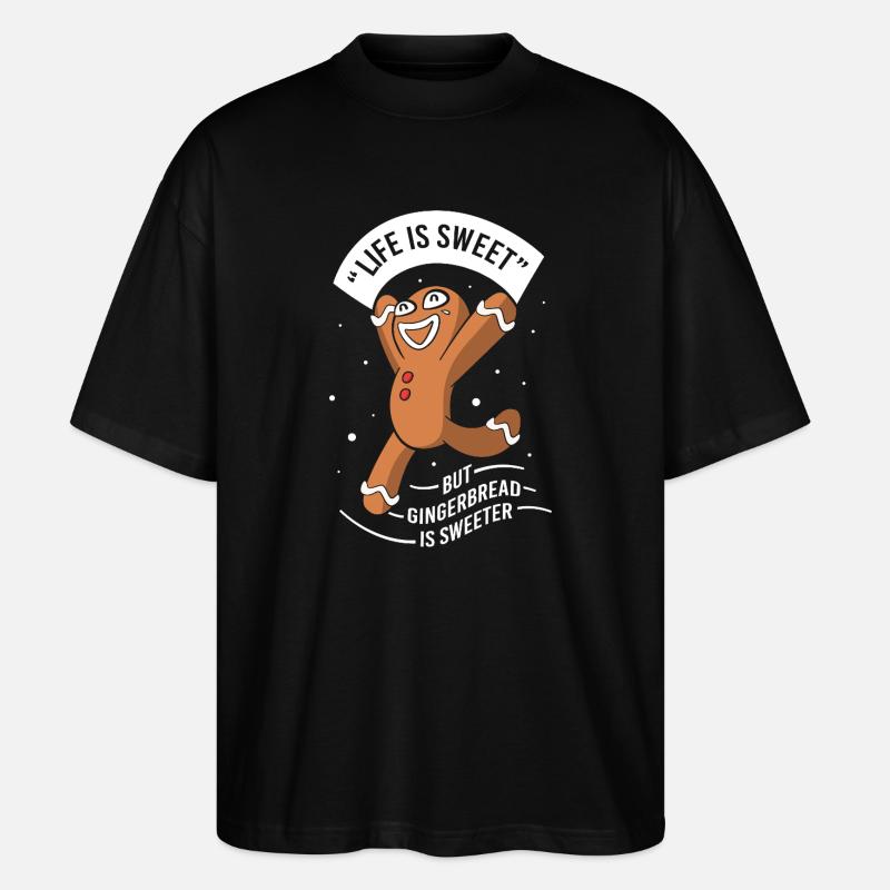 Lebkuchen Weihnachten Lebkuchenmann Gingerbread - Stanley/Stella Oversized Unisex Bio T-Shirt Blaster 2.0 - Schwarz