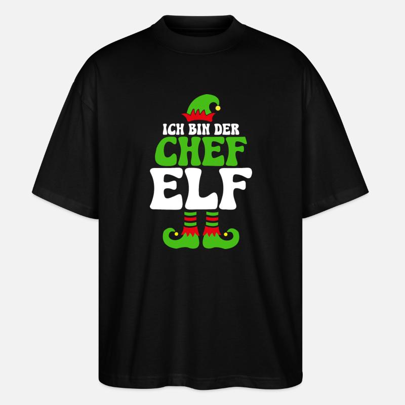 Ich bin der Chef Elf - Stanley/Stella Oversized Unisex Bio T-Shirt Blaster 2.0 - Schwarz