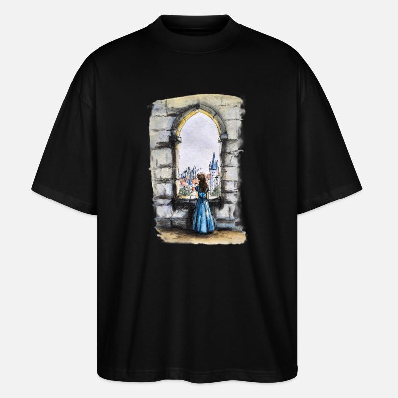 Märchenschloss-Fenstertraum - Stanley/Stella Oversized Unisex Bio T-Shirt Blaster 2.0 - Schwarz