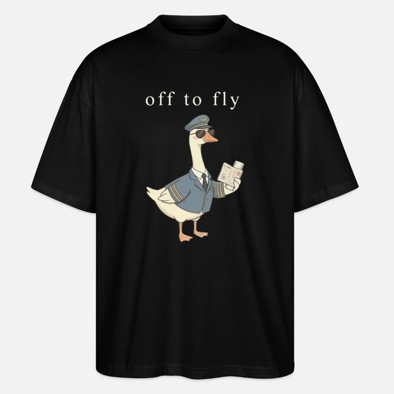 Ente Pilot auf Abflug - Stanley/Stella Oversized Unisex Bio T-Shirt Blaster 2.0 - Schwarz