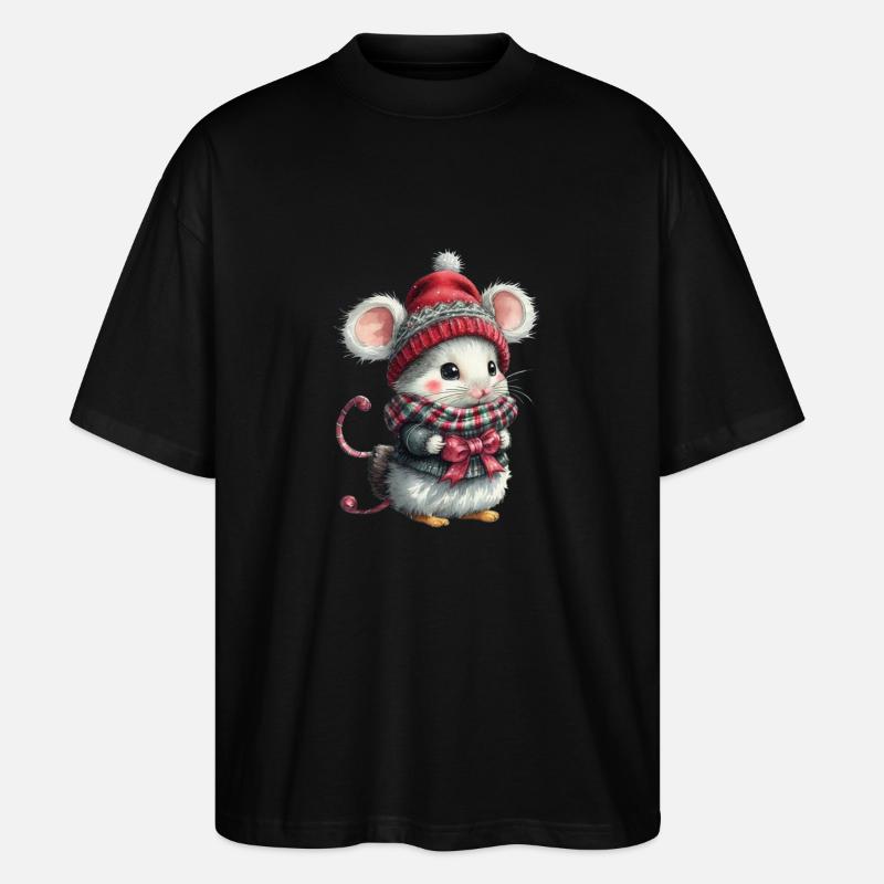 Niedliche Weihnachtsmaus - Stanley/Stella Oversized Unisex Bio T-Shirt Blaster 2.0 - Schwarz