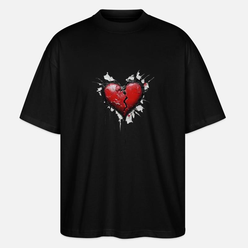 Zerfallendes Herz - Stanley/Stella Oversized Unisex Bio T-Shirt Blaster 2.0 - Schwarz