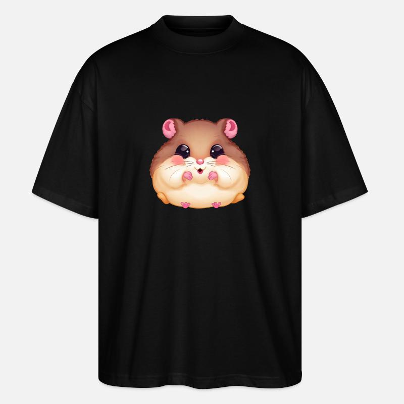 Mignon hamster aux joues pleines - - T-shirt bio Blaster 2.0 coupe oversize Stanley/Stella Unisexe - noir