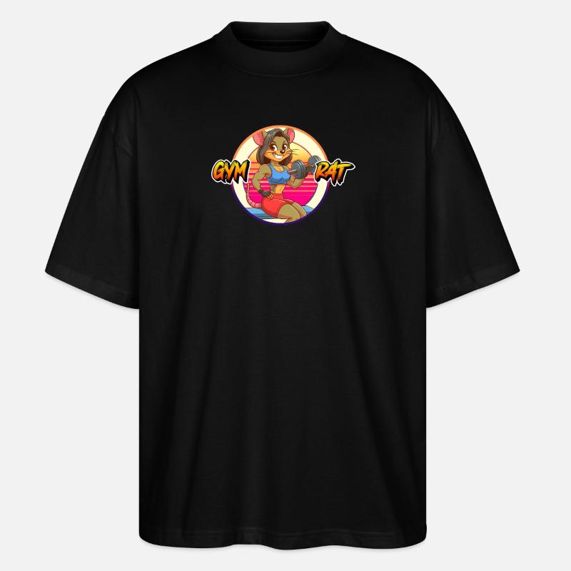 GYM RAT - Stanley/Stella Oversized Unisex Bio T-Shirt Blaster 2.0 - Schwarz
